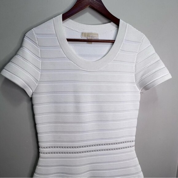 MICHAEL Michael Kors White Bodycon Ribbed Dress Size Medium - Picture 3 of 10